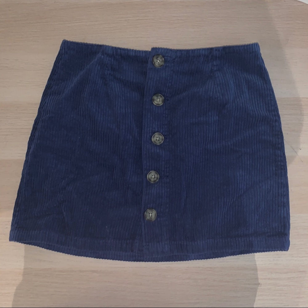 Corduroy blue button up skirt